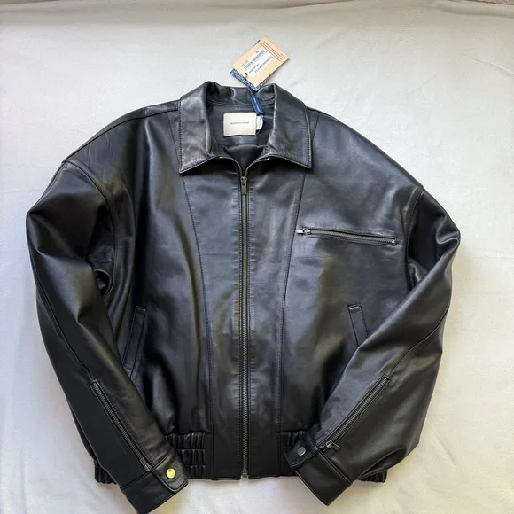 PALOMA WOOL LORA BLACK LEATHER BOMBER JACKET SIZE 36 (SMALL) - Picture 11 of 16